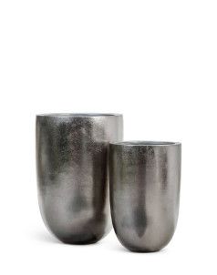 Кашпо TREEZ Effectory, Высокий конус-чаша, Стальное серебро