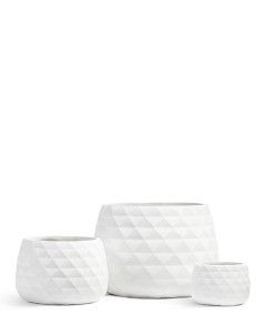 Кашпо TREEZ ERGO, Низкая чаша, Белый камень