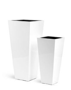 Кашпо TREEZ Effectory, Высокая трапеция, Белый глянцевый лак