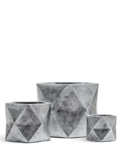 Кашпо TREEZ ERGO, Многогранник, Состаренное серебро