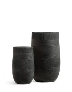 Кашпо TREEZ ERGO, Высокая округлая чаша, Чёрный графит