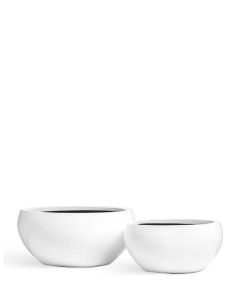 Кашпо TREEZ Effectory, Низкая полусфера, Белый глянцевый лак