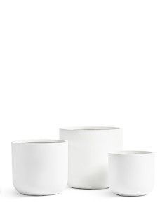 Кашпо TREEZ ERGO, Закруглённый цилиндр, Белый камень