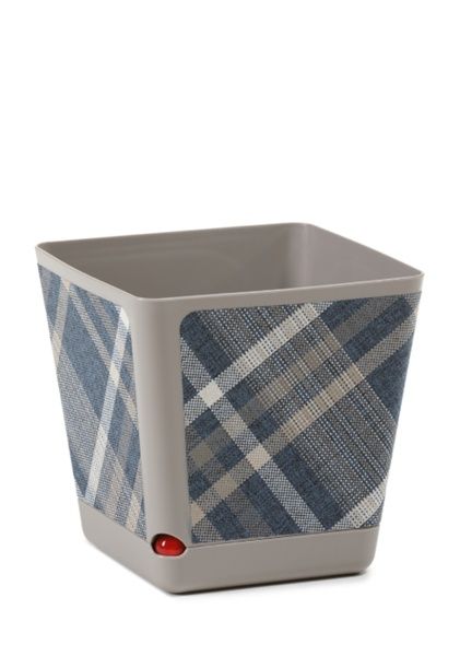 Кашпо KORA textil серо-коричневый в синюю клетку