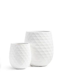 Кашпо TREEZ ERGO, Округлая чаша, Белый камень