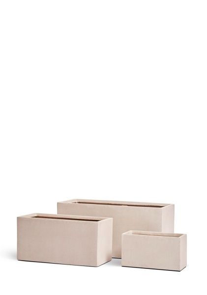 Кашпо TREEZ Effectory, серия Beton, Низкий прямоугольник, Белый песок