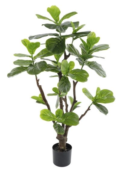 Дерево искусственное в кашпо "Фикус Лирата люкс", Н120 см, 69 листьев