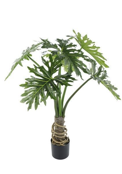 Растение искусственное в кашпо "Филодендрон Ксанаду люкс", H120 см, 6 листьев