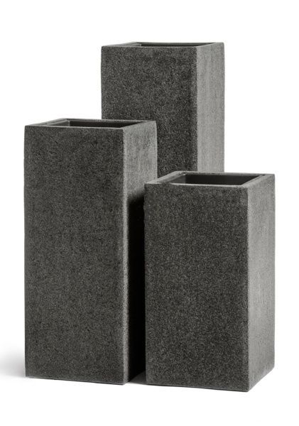 Кашпо TREEZ Effectory, Stone, Высокий куб, Тёмно-серый камень