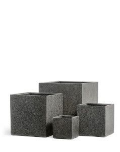 Кашпо TREEZ Effectory, Куб, Тёмно-серый камень