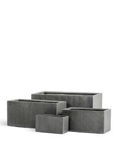 Кашпо TREEZ Effectory, серия Beton, Низкий прямоугольник, Тёмно-серый бетон