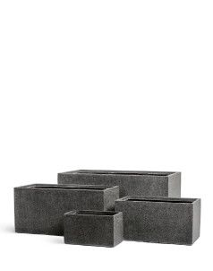 Кашпо TREEZ Effectory, Низкий прямоугольник, Тёмно-серый камень