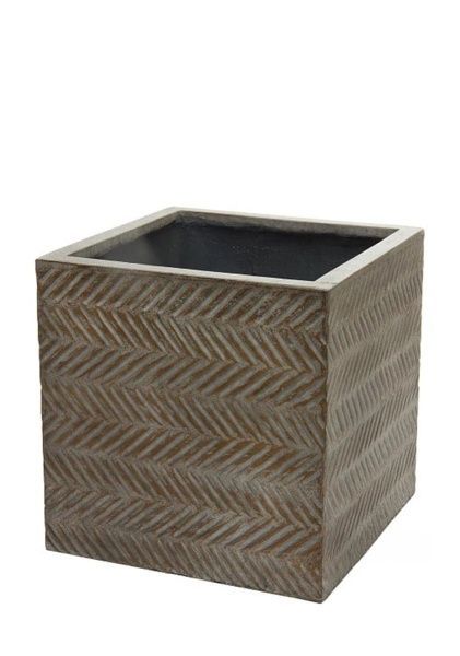 Кашпо Nobilis Marco "Fishbone fossil wood Cube" (файкостоун), 40х40хH40 см