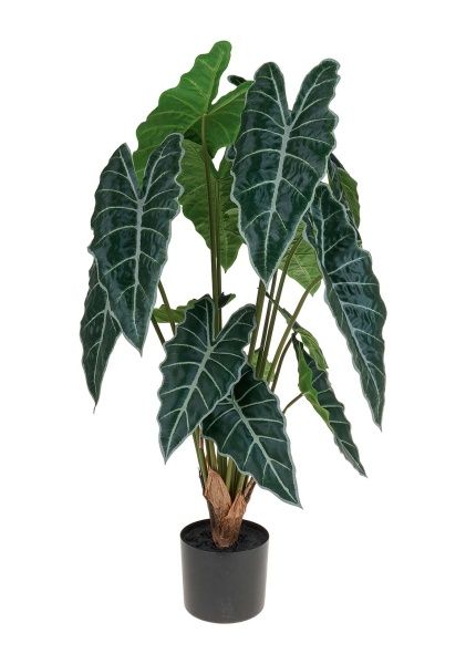Растение искусственное в кашпо "Алоказия", H90 см, 15 веток