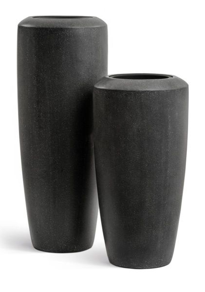 Кашпо TREEZ Effectory, Quartz, Высокий конус, Чёрный кварц