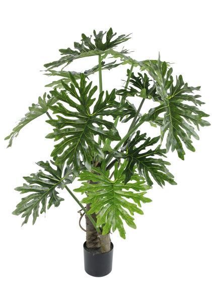 Растение искусственное в кашпо "Филодендрон Ксанаду люкс", H150 см, 11 листьев