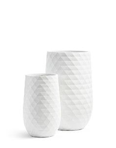 Кашпо TREEZ ERGO, Высокая округлая чаша, Белый камень