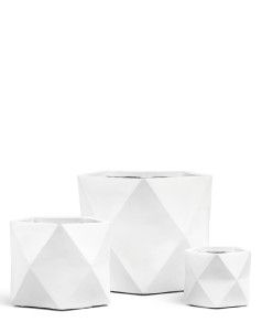 Кашпо TREEZ ERGO, Многогранник, Белый камень
