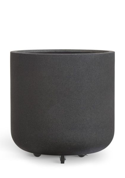 Кашпо TREEZ ERGO, Цилиндрическая чаша на колёсиках, Чёрный песок