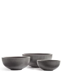 Кашпо TREEZ Effectory, Низкая чаша, Тёмно-серый бетон, шарообразное