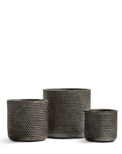 Кашпо TREEZ ERGO, Цилиндр, Серебро с золотой патиной