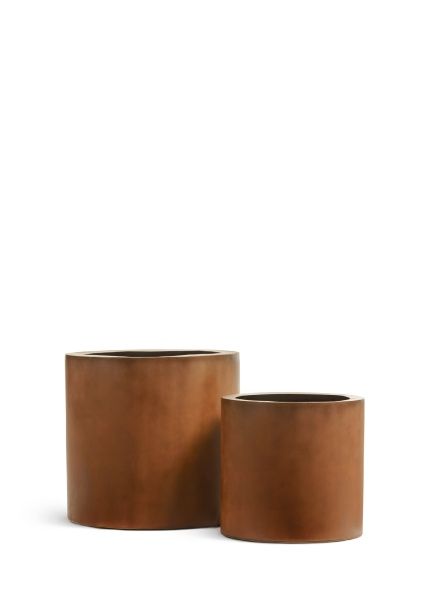 Кашпо TREEZ Effectory, Corten Steel, Цилиндр, Бархатистая окись