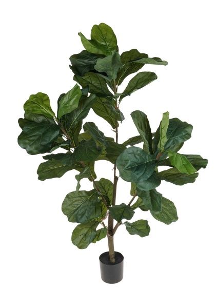 Дерево искусственное в кашпо "Фикус Лирата", Н120 см, 57 листьев