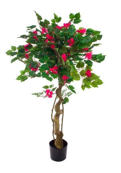 Дерево искусственное в кашпо "Бугенвиллия", H122 см, 450 листьев, 90 цветков
