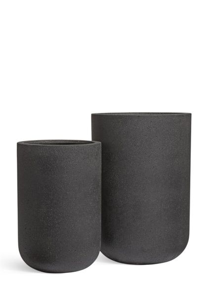 Кашпо TREEZ ERGO, Высокий округлый цилиндр, Чёрный песок