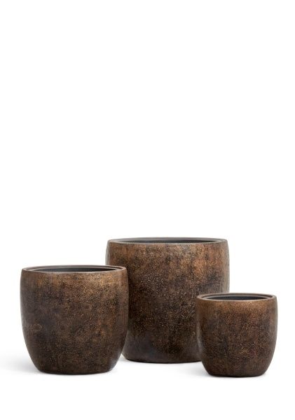 Кашпо TREEZ Effectory, Конус-чаша, Rough с золотой патиной