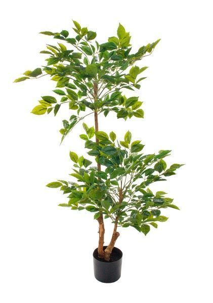 Дерево искусственное в кашпо "Фикус Бенджамина", H135 см, 2 головы