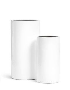 Кашпо TREEZ Effectory, Высокий цилиндр, Белый глянцевый лак