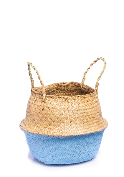 Корзина большая голубой/крафт