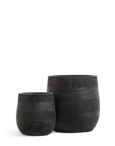 Кашпо TREEZ ERGO, Округлая чаша, Чёрный графит