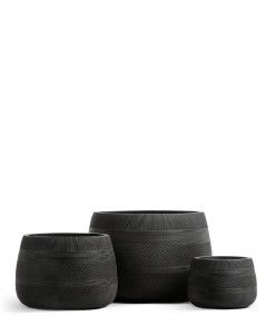 Кашпо TREEZ ERGO, Низкая чаша, Чёрный графит