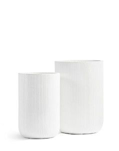 Кашпо TREEZ ERGO, Высокий цилиндр, Белый камень