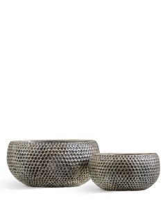 Кашпо TREEZ ERGO, Низкая полусфера, Серебро с золотой патиной