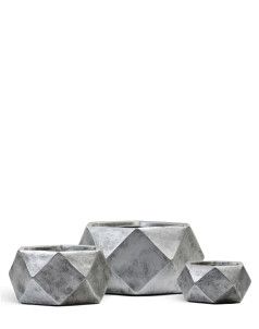 Кашпо TREEZ ERGO, Низкая чаша, Состаренное серебро