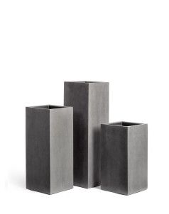 Кашпо TREEZ Effectory, Высокий куб, Темно-серый бетон