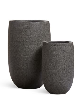 Кашпо TREEZ Effectory, Stone, Высокая чаша, Тёмно-серый камень