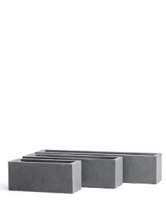 Кашпо TREEZ ERGO, Узкий низкий прямоугольник, Светло-серый камень
