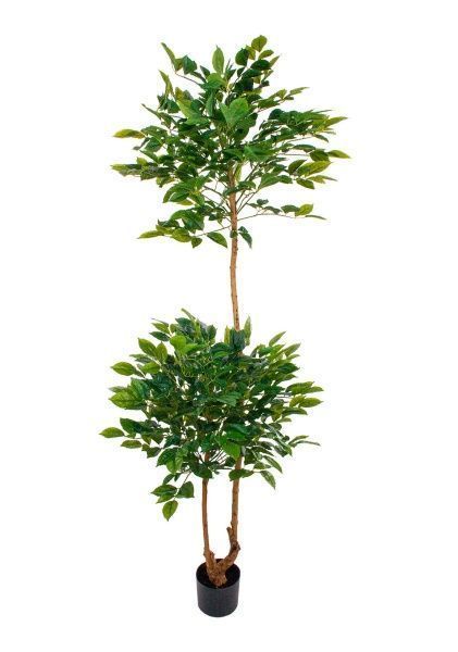 Дерево искусственное в кашпо "Фикус Бенджамина", H190 см, 2 головы