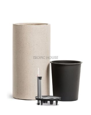 Кашпо TREEZ Effectory, Высокий цилиндр, Белый песок