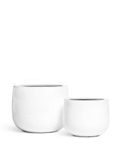 Кашпо TREEZ Effectory, Низкая широкая чаша, Белый глянцевый лак
