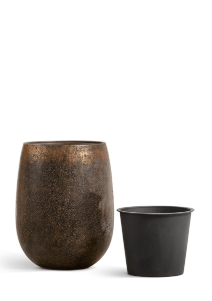 Кашпо TREEZ Effectory, Округлая чаша с золотой патиной