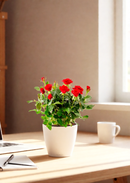 Роза Бо Монд красная 12/25 см в CUBE GLOSSY 14