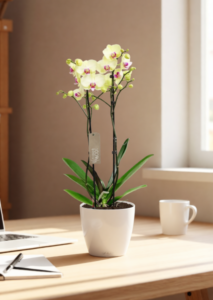 Орхидея Фаленопсис 2 ствола желтая 12/60 см